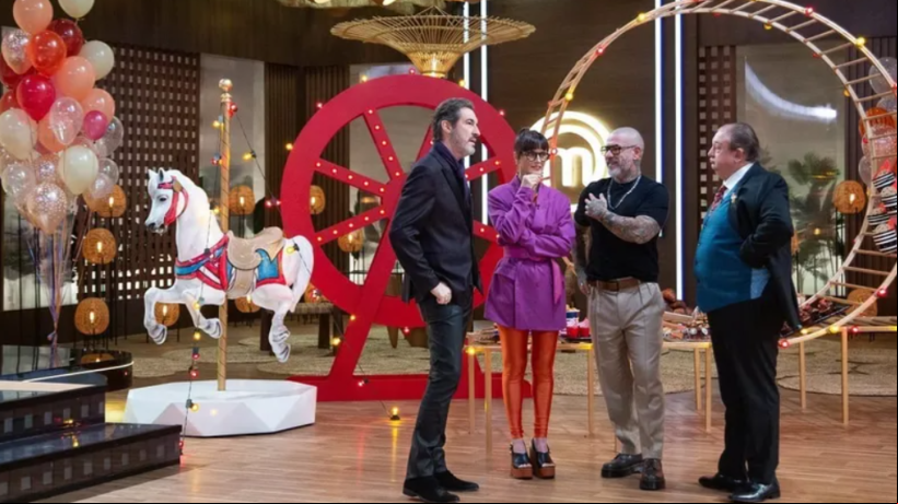 Alê Costa, da Cacau Show, conversa com os jurados do Masterchef 205: Helena Rizzo, Henrique Fogaça e Erick Jacquin
